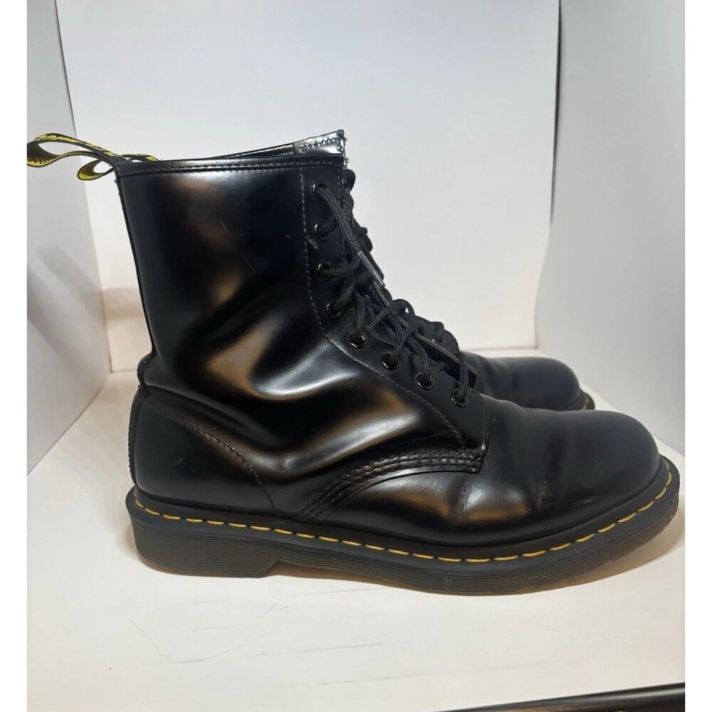 Dr. Doc Martens 1460W Black Shiny Patent Leather Combat Boots Women Size 10
